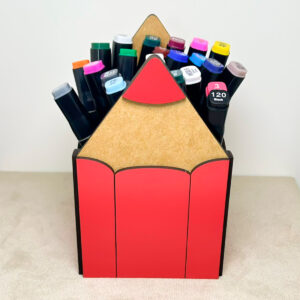 Porta Lápis Premium em MDF 3mm Texturizado vermelho