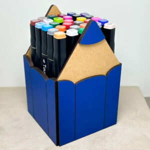 Porta Lápis Premium em MDF 3mm Texturizado Azul