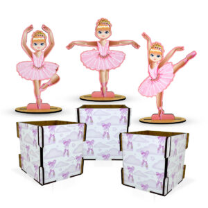 Kit festa 6un MDF caixinha bailarina display mesa premium
