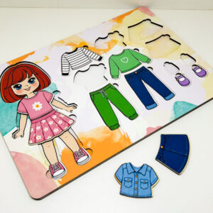 Boneca Fashion MDF Troca Roupa Infantil Pedagógico