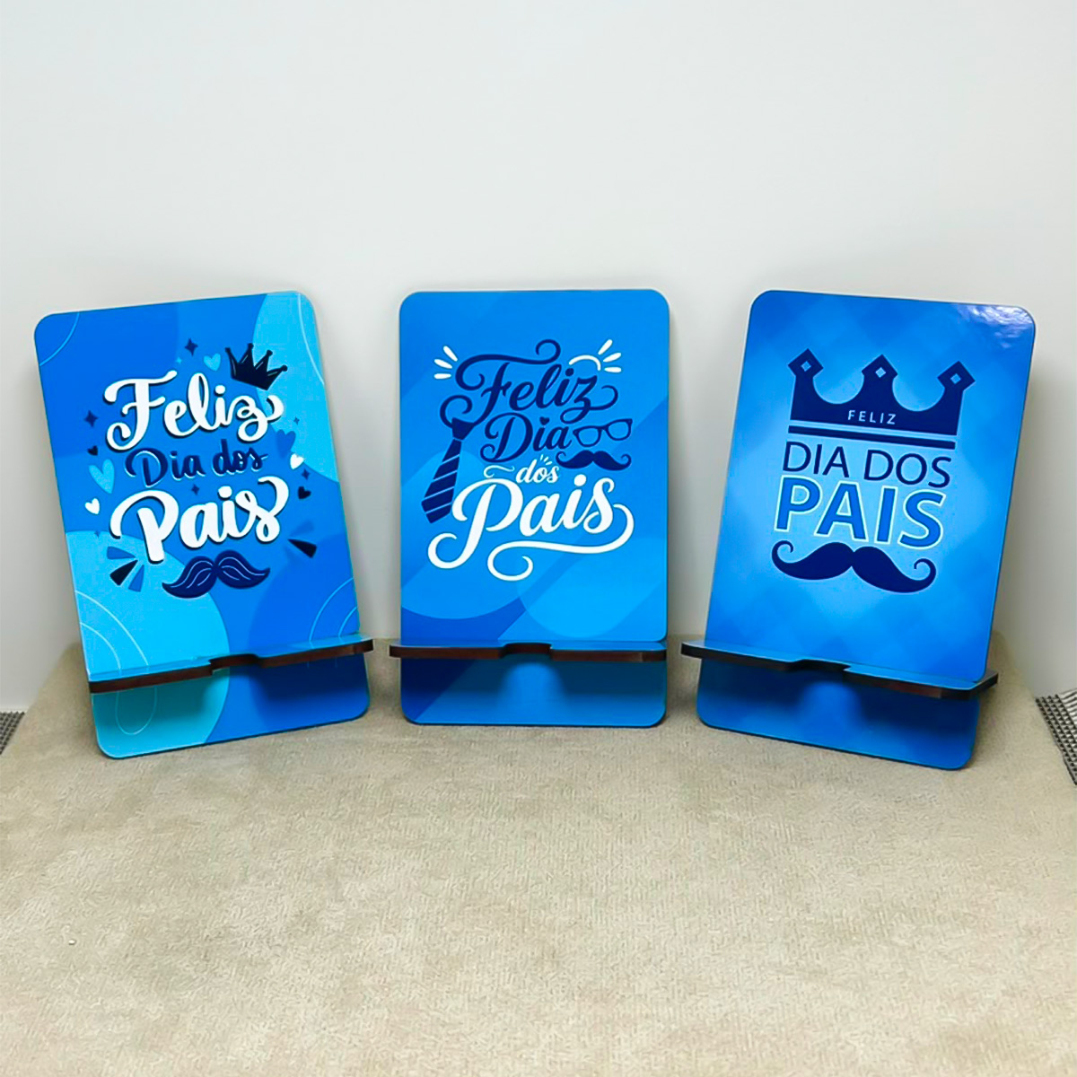 Kit 3 Porta Celular MDF Dia dos Pais Presente Suporte Mesa