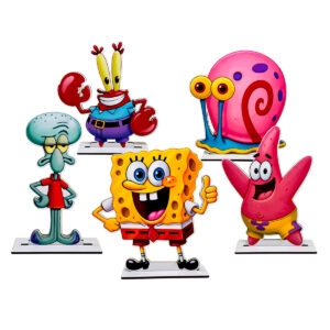 Kit Display 5 Peças Bob Esponja MDF Festa Infantil