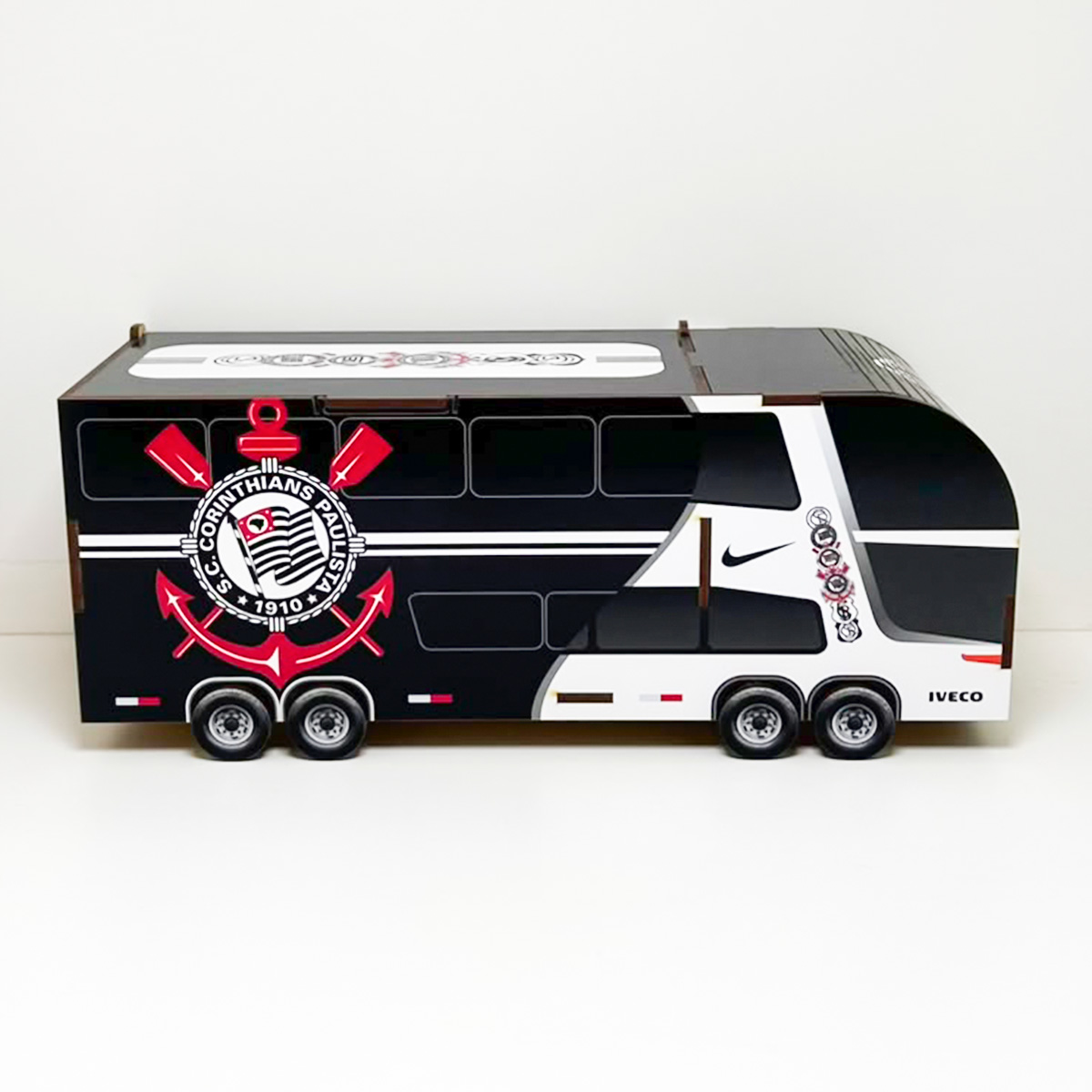 Ônibus caixa Futebol de Botão Time Corinthians MDF estojo - Imagem 4