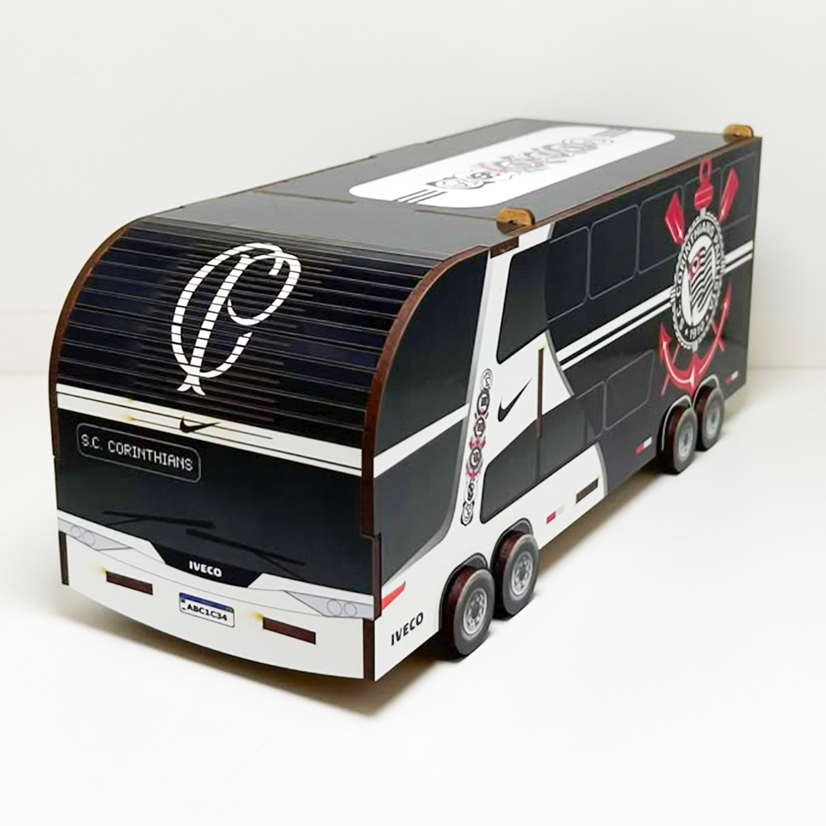 Ônibus caixa Futebol de Botão Time Corinthians MDF estojo - Imagem 10