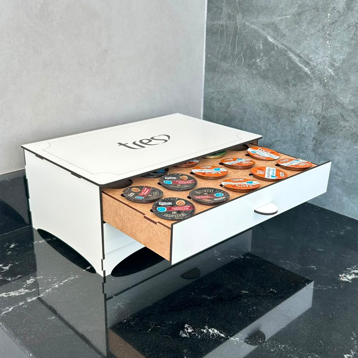 Porta Cápsulas 3 Corações p/ 30 Cápsulas MDF 3 três corações - Imagem 6